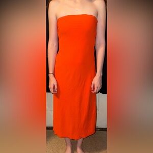 Anthropologie - See You Monday - Strapless Maxi Dress in Tangerine size Small